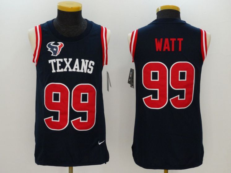 Men Houston Texans #99 J.J. Watt Blue Rush Player Name Number Tank Top stitched NFL Jerseys